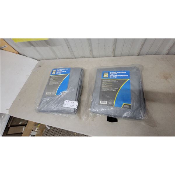 Power Fist Heavy-Duty Poly Tarps, 12' × 24' and 15' × 20'