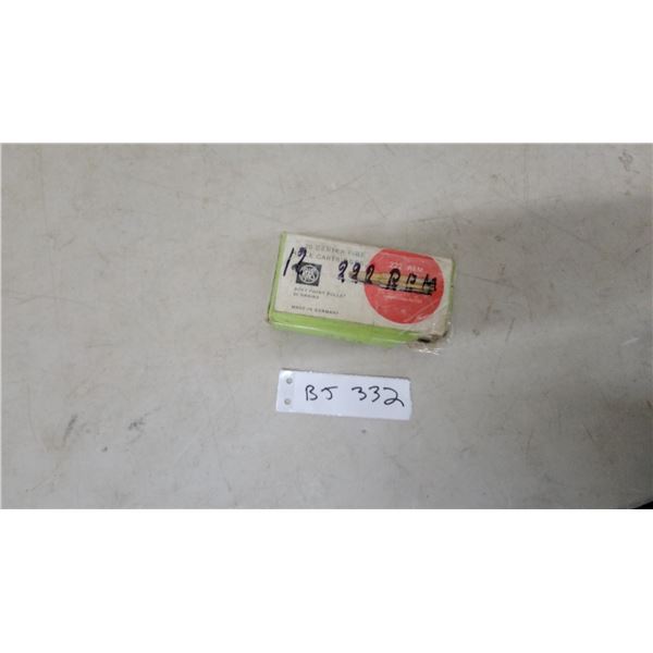 RWS .222 Remington 50-Grain Soft Point Rifle Cartridges, Box of 20