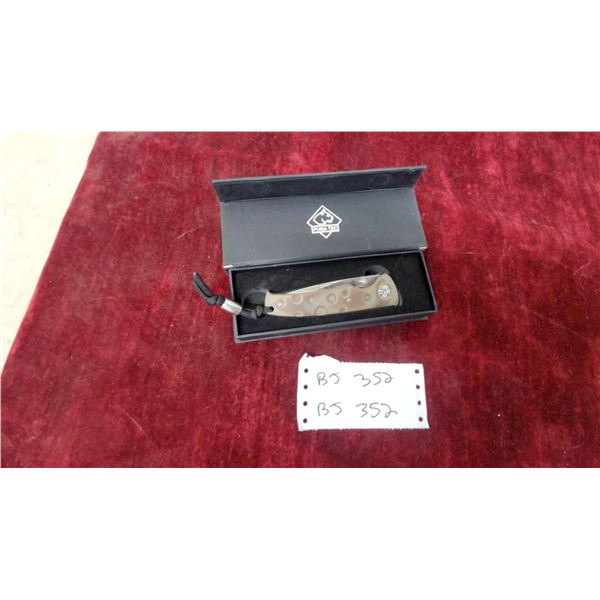 Puma TEC Marble Stone Series Folding Pocket Knife with Beige Handle