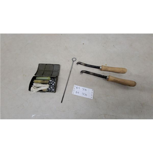 Firearm Cleaning Kit with Bore Brushes, Cleaning Rod, and Two Stock-Carving Tools