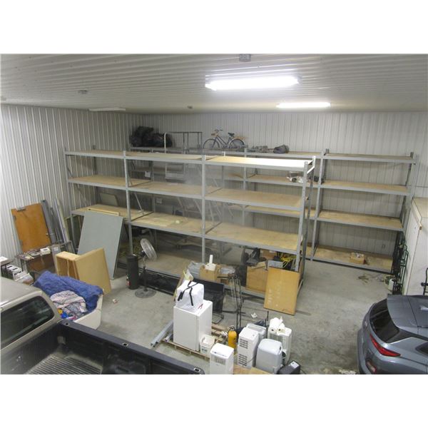 Warehouse Metal Shelving – 9 Uppers 12', 28 Cross Beams 8', Disassembled, w/ Hardware