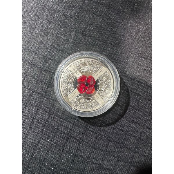2019 Canada $20 Fine Silver Coin With Red Poppy in Capsule