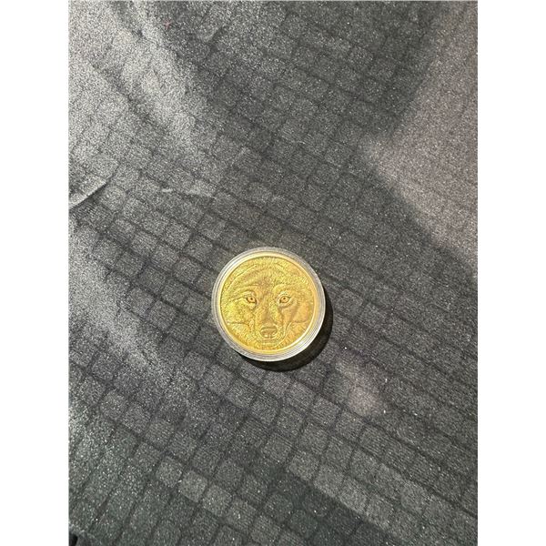 2017 Canada $15 99.99% Silver Wolf Coin With Gold Plate