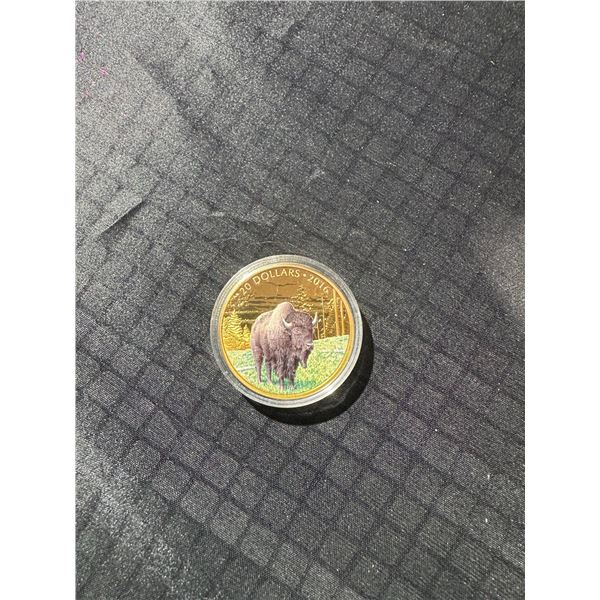 2016 $20 Canadian Bison Coin 99.99% Silver Gold-Plated