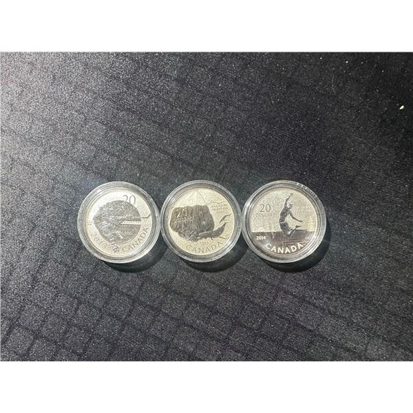Three 99.99% Silver $20 Canada Coins (2013-2014) #2