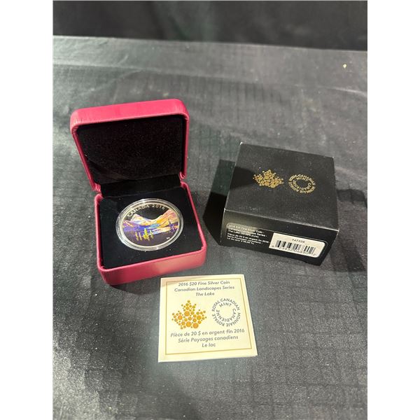 2016 $20 Fine Silver Coin Lake Magog Canadian Landscapes