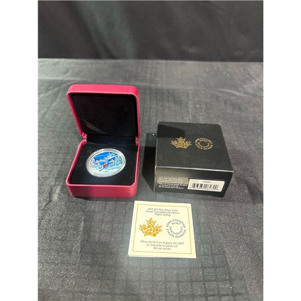 2017 $15 Fine Silver Coin Canadian Ski Scene, Certificate & Box