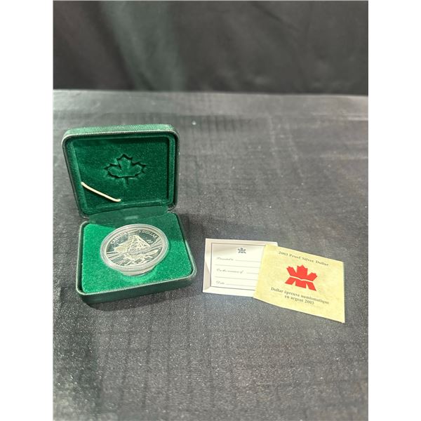 2003 Canada Fine Silver Proof Dollar in Case with COA