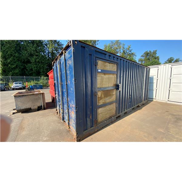 BLUE 20FT SHIPPING CONTAINER WITH DUAL SWING REAR DOORS & SIDE MAN DOOR