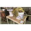 Image 2 : METAL FRAME WOOD TOP TABLE WITH ASSORTED ROPE TABLE MEASURES APPROX 29"L X 18"D X 35"H