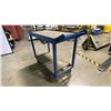 Image 3 : BLUE METAL FRAME WOOD TOP 2 TIER MOBILE SHOP CART