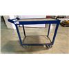 Image 4 : BLUE METAL FRAME WOOD TOP 2 TIER MOBILE SHOP CART