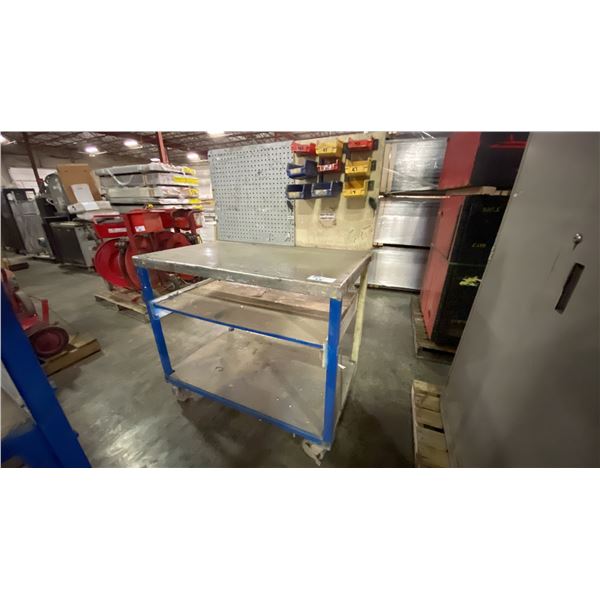 HEAVY DUTY METAL FRAME MOBILE WORK BENCH APPROX 44"W X 27"D X 61"H