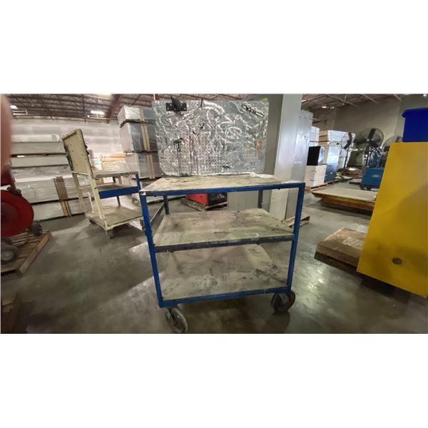 HEAVY DUTY METAL FRAME MOBILE WORK BENCH APPROX 36"W X 25"D X 62"H