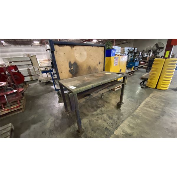 HEAVY DUTY METAL MOBILE WORK BENCH APPROX 49"W X 25"D X 59"H