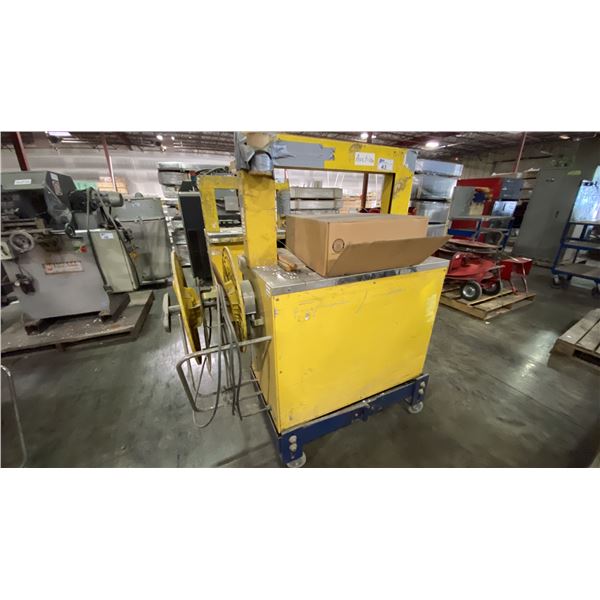 STRAPACK RQ-8 YELLOW MOBILE AUTOMATIC STRAPPING MACHINE APPROX 4'L X 2'D X 5'H