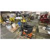 Image 1 : PALLET OF ASSORTED SHOP ITEMS- CUSTOM DOLLY, PAINT SHAKER, AIR RAMS & SALT SPREADER
