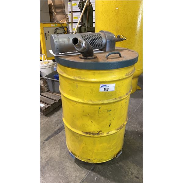 INDUSTRIAL YELLOW MOBILE PNEUMATIC DRUM VACUUM