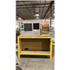 Image 1 : METAL FRAME WOOD TOP WORKBENCH WITH DUST SHIELD COMPUTER ENCLOSURE MEASURES APPROX 64"L X 32"D X