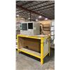 Image 2 : METAL FRAME WOOD TOP WORKBENCH WITH DUST SHIELD COMPUTER ENCLOSURE MEASURES APPROX 64"L X 32"D X