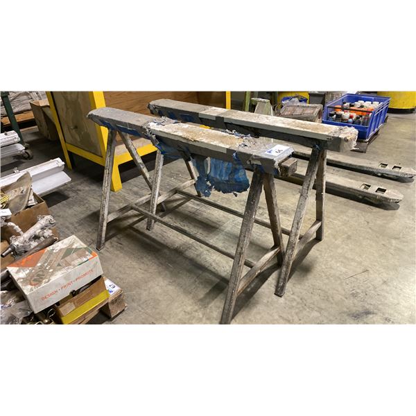 PAIR OF METAL FRAME SAW HORSES APPROX 4'L