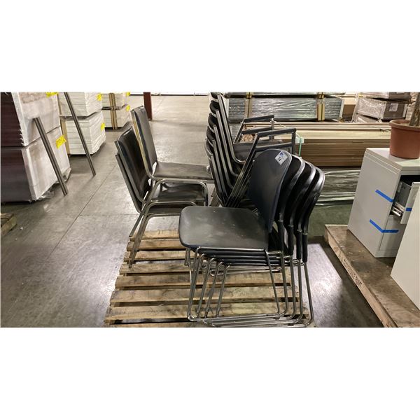 PALLET OF ASSORTED BLACK STACKING CHAIRS