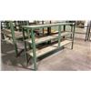 Image 2 : GREEN METAL FRAME WOOD TOP SHELVING UNIT APPROX 73"L X 18.5"D X 42"H