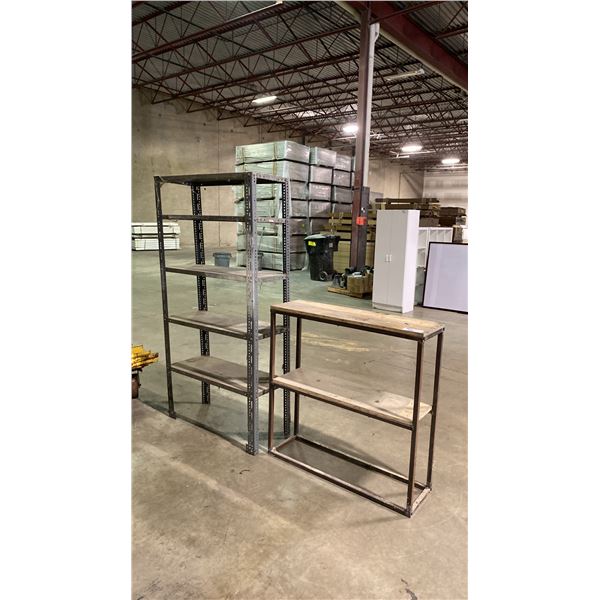 2 METAL SHELVING UNITS APPROX- 40"L X 12"D X 40"H & 36"W X 15"D X 72"H