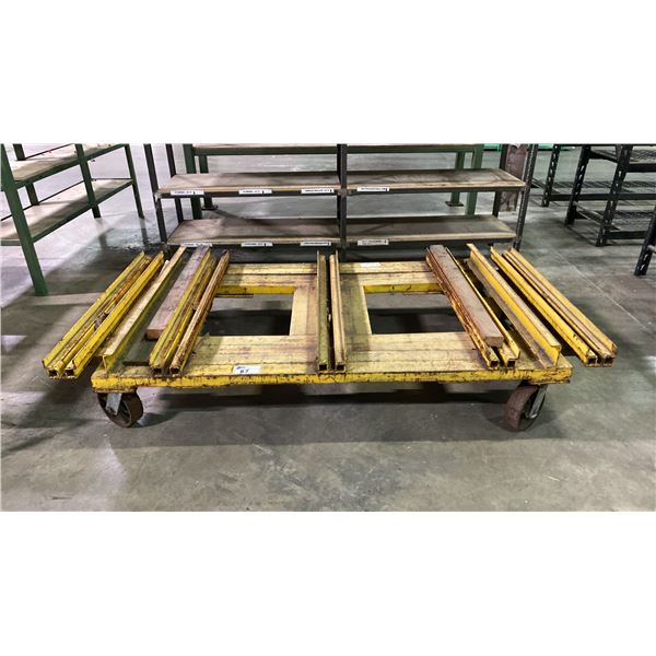 4 WHEEL STEEL HEAVY DUTY MATERIAL PLATFORM DOLLY APPROX 84"L X 45"D