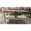 Image 1 : GREEN METAL FRAME 2 TIER WORK TABLE APPROX 86"L X 27"D X 43.5"H