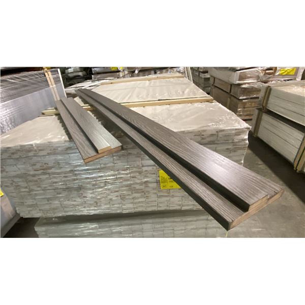 1 LIFT OF MAHOGANY BASEBOARD/TRIM MOULDING WITH EMBOSSED WOOD SLATE GREY FINISH- APPROX 82" LENGTHS