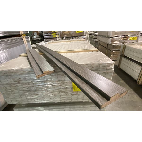 1 LIFT OF MAHOGANY BASEBOARD/TRIM MOULDING WITH EMBOSSED WOOD SLATE GREY FINISH- APPROX 82" LENGTHS