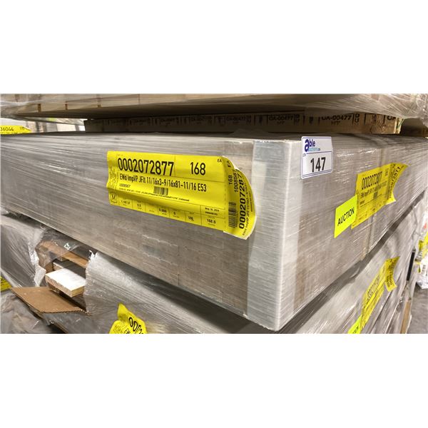 1 LIFT OF BASEBOARD MOULDING WITH EMBOSSED WOOD IMPERIAL VALLEY PRINT FINISH, APPROX 82" LENGTHS,