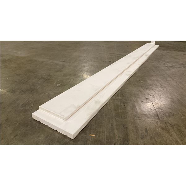 1 LIFT OF BASEBOARD MOULDING/TRIM PRIMED WHITE FINISH APPROX 7' LENGTHS, 95 FT TOTAL