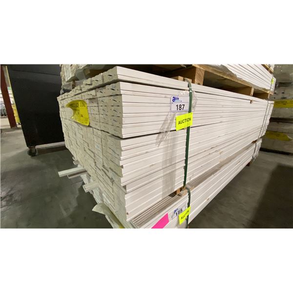 1 LIFT OF BASEBOARD MOULDING/TRIM PRIMED WHITE FINISH APPROX 7' LENGTHS, 3,016 FT TOTAL