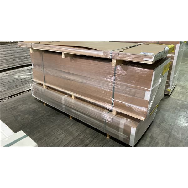 1 LARGE LIFT OF PAINTED POLAR WHITE INTERIOR DOORS APPROX 22 DOORS TOTAL, 3 DIFFERENT SIZES