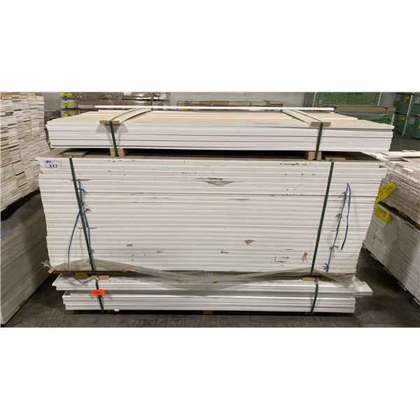 3 LIFTS OF ASSORTED WHITE FLAT JAMB/ BASEBOARD MOULDING APPROX 82"-84" LENGTHS