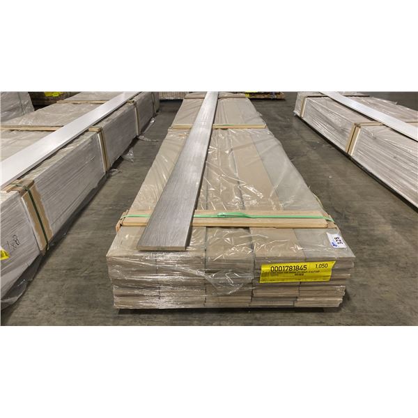 1 LIFT OF BASEBOARD MOULDING WITH SLATE EMBOSSED WOOD FINISH APPROX 14' LENGTHS, 1,050 FT TOTAL