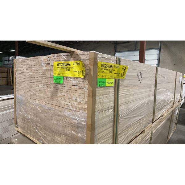 1 LIFT OF BASEBOARD MOULDING/TRIM WITH NATURAL RAW FINISH APPROX 16' LENGTHS, 13,300 FT TOTAL, 831