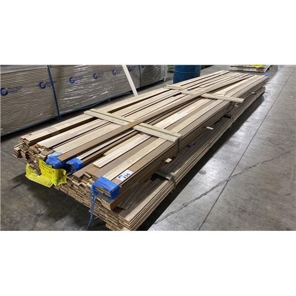 1 LIFT OF BASEBOARD MOULDING WITH RAW NATURAL & WOOD GRAIN FINISH APPROX 14' LENGTHS