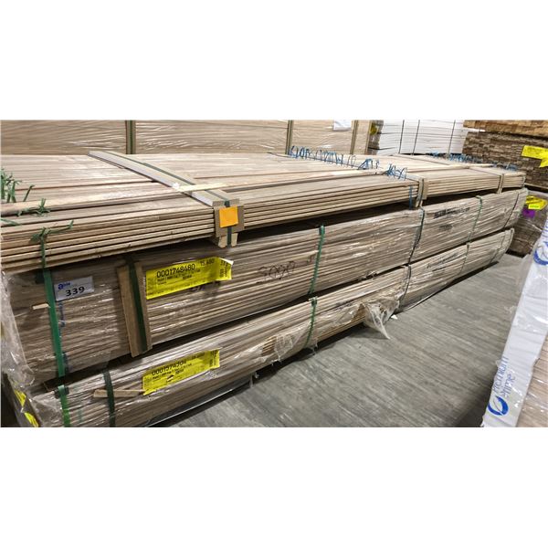 2 LIFTS & 1 PARTIAL LIFT OF BASEBOARD/TRIM MOULDING WITH RAW NATURAL FINISH APPROX 14' LENGTHS,