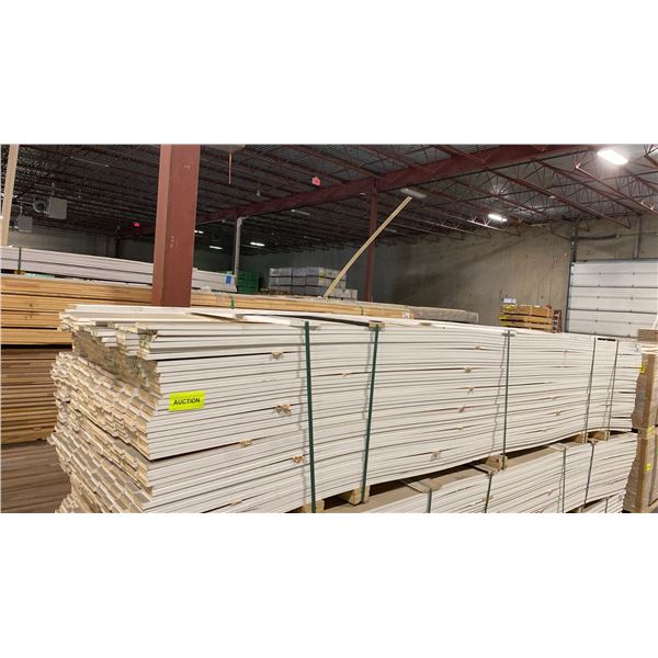 1 LIFT OF MDF BASEBOARD/TRIM MOULDING WITH PRIMED WHITE FINISH APPROX 12' LENGTHS
