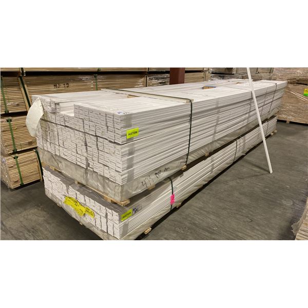 2 LIFTS OF BASEBOARD/TRIM MOULDING WITH PRIMED WHITE FINISH APPROX 14' LENGTHS