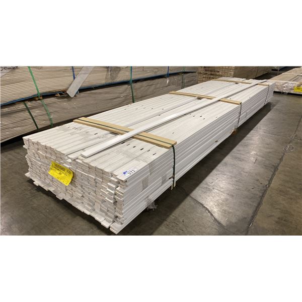 1 LIFT OF BASEBOARD/TRIM MOULDING WITH ALYNNA WHITE FINISH, APPROX 14' LENGTHS, 6,020 FT TOTAL