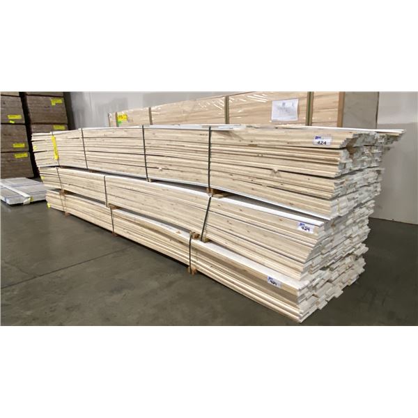 3 LIFTS OF BASEBOARD MOULDING WITH WHITE FINISH APPROX 16' LENGTHS