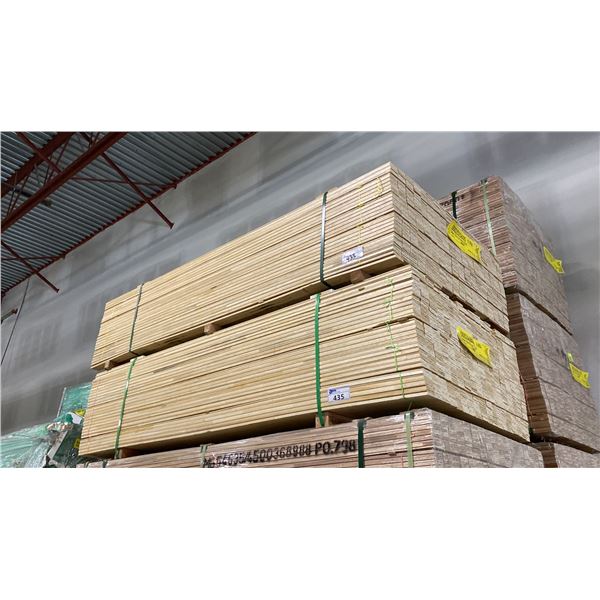 2 PARTIAL LIFTS OF BASEBOARD MOULDING WITH RAW NATURAL FINISH APPROX 7' LENGTHS, 12,600 FT TOTAL