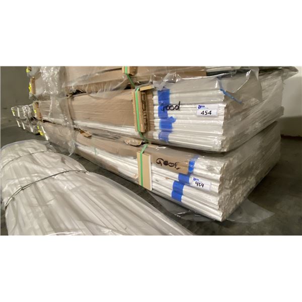 2 LIFTS OF BASE SHOE MOULDING WITH POLAR WHITE PAINTED FINISH APPROX 12' LENGTHS, 23,040 FT TOTAL