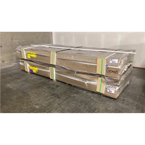 2 LIFTS OF BASE SHOE MOULDING WITH POLAR WHITE PAINTED FINISH APPROX 8' LENGTHS, 12,800 FT TOTAL