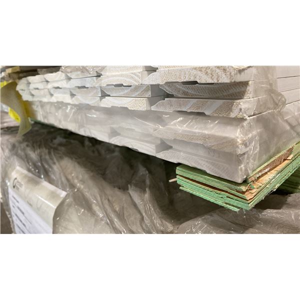 1 PARTIAL LIFT OF BASEBOARD/TRIM MOULDING WITH WHITE FINISH APPROX 16' LENGTHS