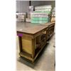 Image 4 : 2 HEAVY DUTY WOODEN WORKSHOP TABLES APPROX 62"L/ 81"L X 24"D X 39"H